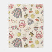 居心地の良い秋の要素パターン フリースブランケット (正面)