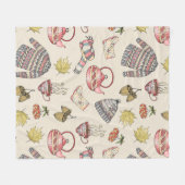 居心地の良い秋の要素パターン フリースブランケット (正面(横))