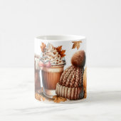 居心地の良い秋の雰囲気 – ブーツ、カボチャ、ニットハット コーヒーマグカップ (中央)