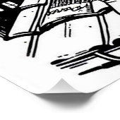 居心地の良い秋ガールオンルーフブラック&ホワイトカラーリングページ ポスター (コーナー)