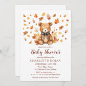 居心地の良い秋テディベアベビーシャワー招待状 招待状 (正面/裏面)