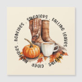 居心地の良い秋ビベス – ブーツ、パンプキンスパイス、焚き火 (正面)