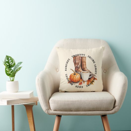 居心地の良い秋ビベス – ブーツ、パンプキンスパイス、焚き火 クッション (椅子)