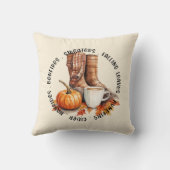 居心地の良い秋ビベス – ブーツ、パンプキンスパイス、焚き火 クッション (裏面)