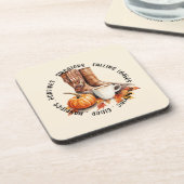 居心地の良い秋ビベス – ブーツ、パンプキンスパイス、焚き火 コースター (左側)