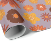 居心地の良い秋ビーズオータムフラワーズ誕生日シームレス ラッピングペーパー (ロールコーナー)