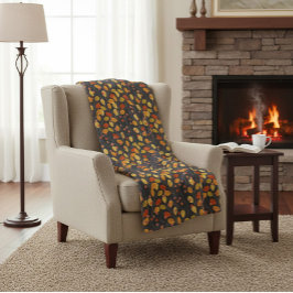 居心地の良い秋フリースブランケットと紅葉 フリースブランケット