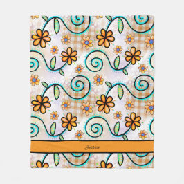 居心地の良い秋フローラパーソナライズされた名 フリースブランケット