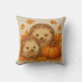 居心地の良い秋ヘッジホッグ紅葉カボチャ クッション (正面)