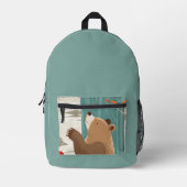 居心地の良い秋モーメントウィズアウッドランドベア プリントバックパック (正面)