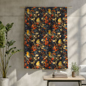 居心地の良い秋夜のための鳥と花の毛布 フリースブランケット