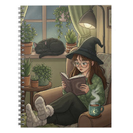 居心地の良い秋読のヌーク – 魔女ネコBooks Tea ノートブック