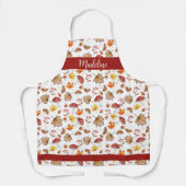 居心地の良い紅葉とパーソナライズされたキノコ エプロン (正面)