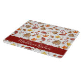 居心地の良い紅葉とパーソナライズされたキノコ カッティングボード (角)