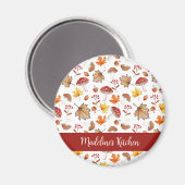 居心地の良い紅葉とパーソナライズされたキノコ マグネット (正面/裏面)