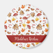 居心地の良い紅葉とパーソナライズされたキノコ マグネット (正面)