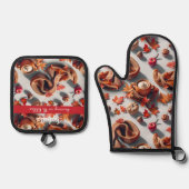 居心地の良い紅葉と温かい飲み物 鍋つかみ&鍋敷きセット (正面)