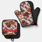 居心地の良い紅葉と温かい飲み物 鍋つかみ&鍋敷きセット (正面/裏面)