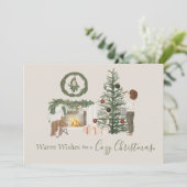 居心地の良い素朴クリスマスウォーターパーソナライズされたカラー シーズンカード (スタンド正面)