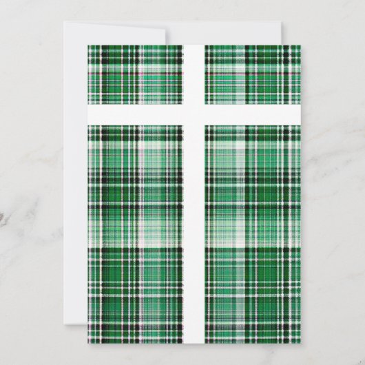 居心地の良い緑と白の格子模様のフランネル家族の写真 シーズンカード (裏面)