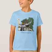 居心地の良い緑の幻想的な眠れるドラゴンの本好き Tシャツ (正面)