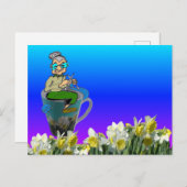 居心地の良い編み物ウーマンオンダフォジルスムグDIYポストカード ポストカード (正面/裏面)