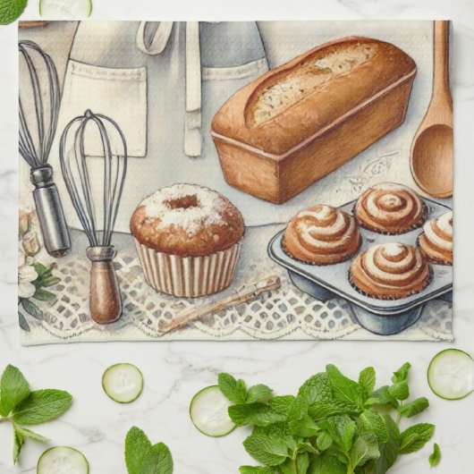 居心地の良い自家製ベーキングシーンとエプロン キッチンタオル (折り畳み)