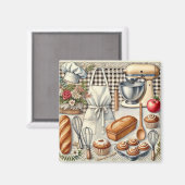 居心地の良い自家製ベーキングシーンとエプロン マグネット (正面/裏面)