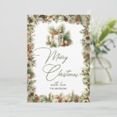 居心地の良い自然インスパイアウォーターカラークリスマスプレゼント シーズンカード (スタンド正面)