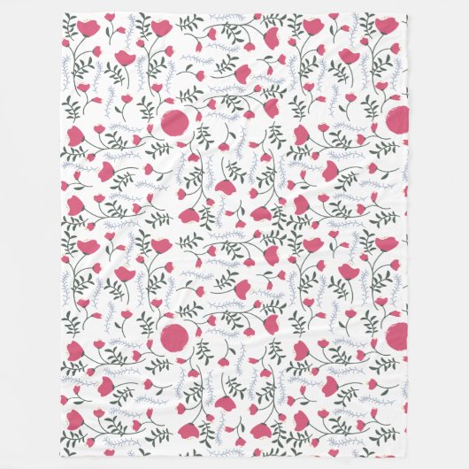居心地の良い自然インスパイアピお洒落ンクフローラ フリースブランケット (正面)