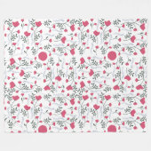 居心地の良い自然インスパイアピお洒落ンクフローラ フリースブランケット (正面(横))