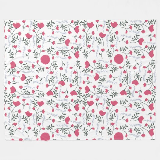 居心地の良い自然インスパイアピお洒落ンクフローラ フリースブランケット (正面(横))