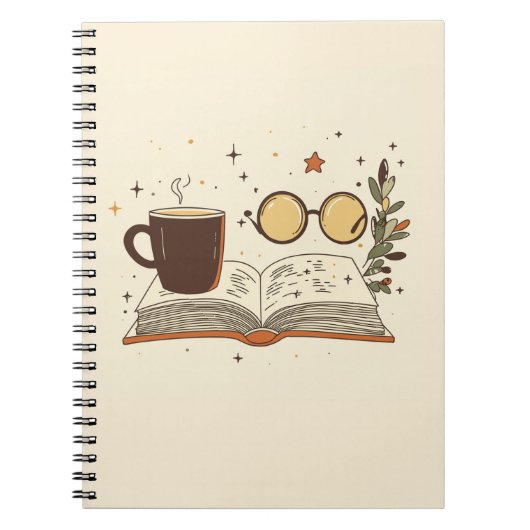 居心地の良い読書とコーヒーの雰囲気ノート ノートブック (正面)