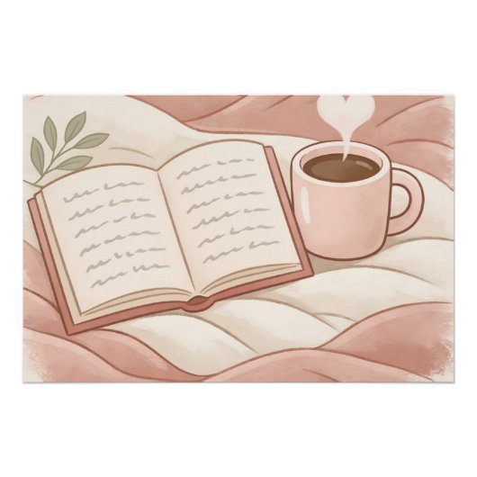 居心地の良い読書のひととき - コーヒーと本の愛好家デザイン ポスター (正面)