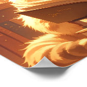 居心地の良い読書をする猫のポスター ポスター (角)