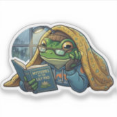 居心地の良い読書カエルステッカー シール (正面)