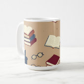 居心地の良い読書コーナーの本のパターン コーヒーマグカップ (正面左)