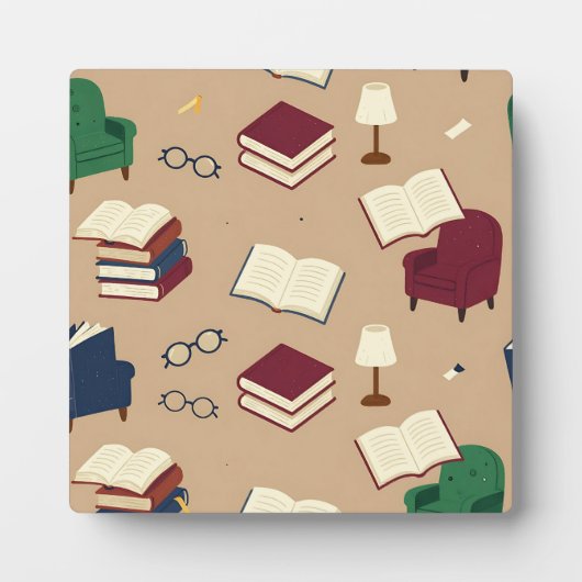 居心地の良い読書コーナーの本のパターン フォトプラーク (正面)
