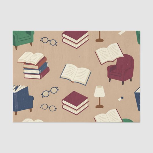 居心地の良い読書コーナーの本のパターン 薄葉紙 (正面)