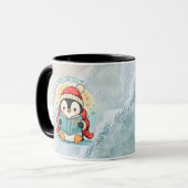 居心地の良い読書ペンギンの冬のコーヒー&紅茶マグ マグカップ (正面左)