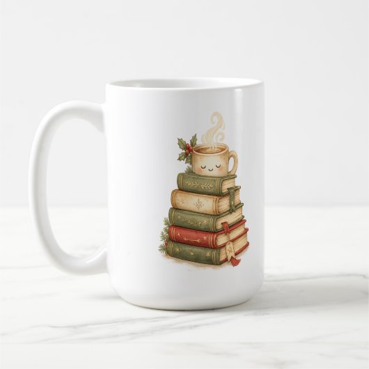 居心地の良い読書家のココア・スタック クリスマスマグ コーヒーマグカップ (左)