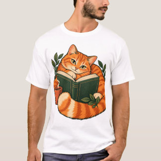 居心地の良い読書 猫の本好き Tシャツ