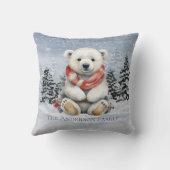 居心地の良い赤いスカーフポーラベアクリスマス クッション (裏面)