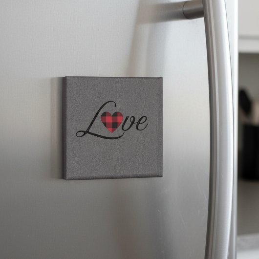 居心地の良い赤いバッファロープレイドラブニットパターン マグネット