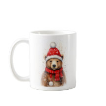 居心地の良い赤い帽子に冬の熊