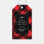 居心地の良い赤と黒のバッファロープレイドクリスマス ギフトタグ (正面)