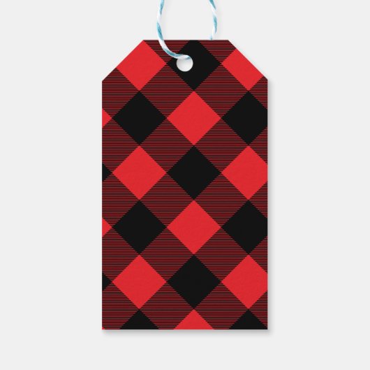 居心地の良い赤と黒のバッファロープレイドクリスマス ギフトタグ (裏面)