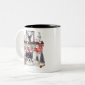 居心地の良い赤と黒の暖炉クリスマスデコールホーム ツートーンマグカップ (正面左)