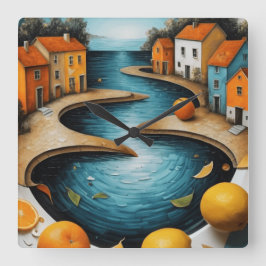 居心地の良い運河 スクエア壁時計