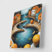 居心地の良い運河 スクエア壁時計 (傾斜)